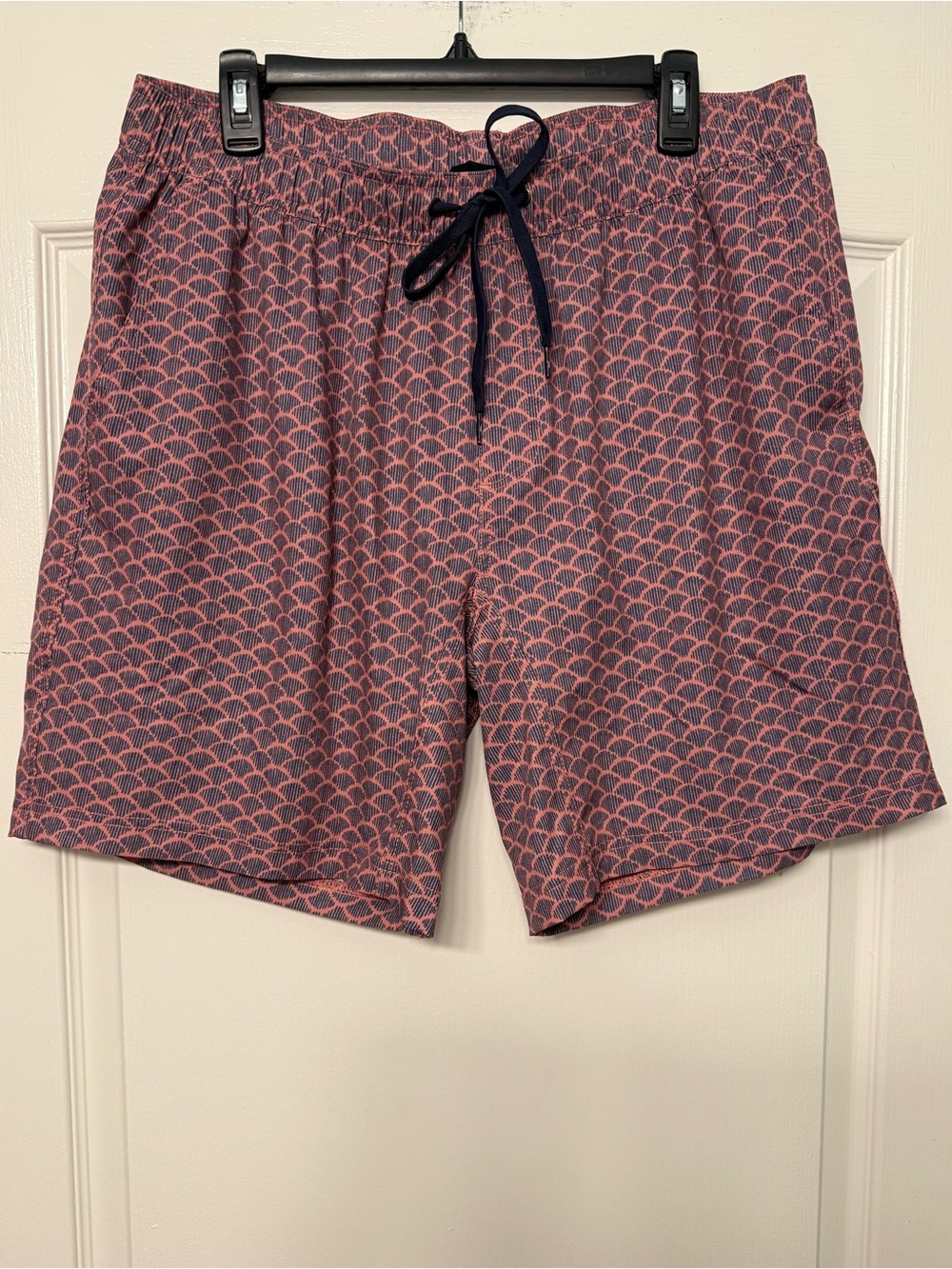 Tailor Vintage XL Pink Blue Geometric Lined Swim Trunks Stretch